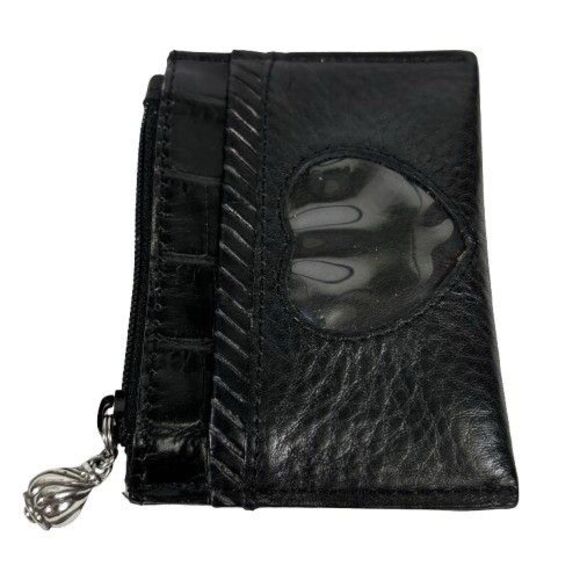 Brighton Leather Wallet Heart Coin Card ID Change Purse Black Croc Embossed Trim - Picture 2 of 10